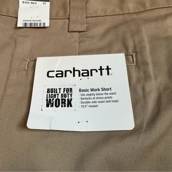 New With Tags Carhartt Basic Work Shorts 10.5 Inch Inseam Chino Shorts Size 50 - Picture 4 of 4